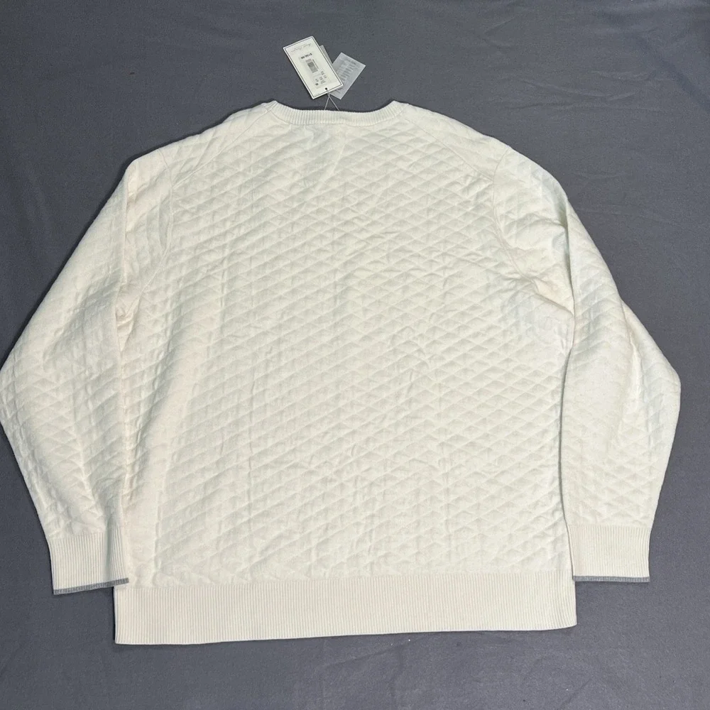 Daniel Cremieux Cotton Cashmere Blend Pullover Sweater Quilted Men's XXL Ivory - Picture 2 of 8